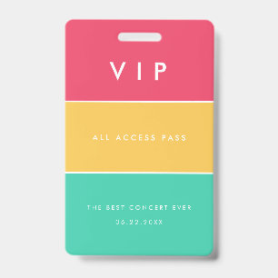 Crachá Passe de acesso total VIP personalizável moderno