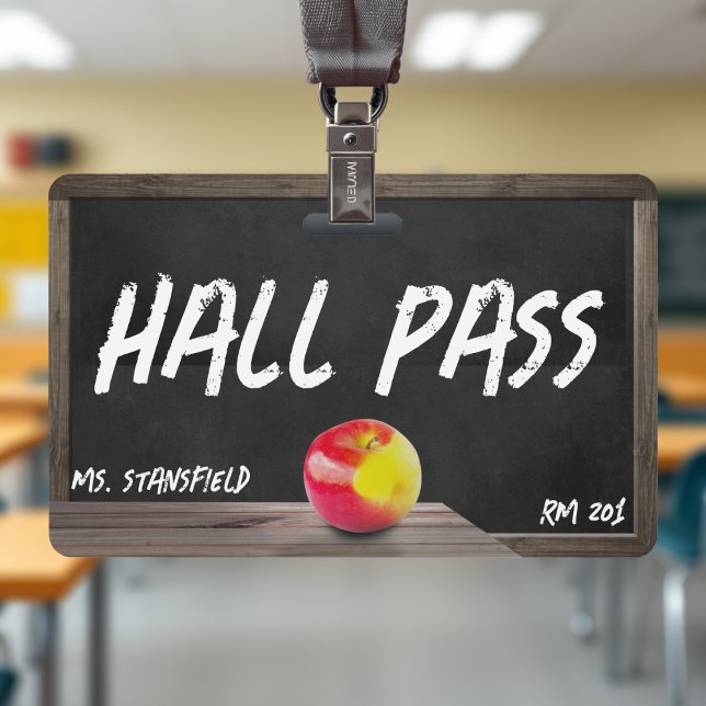 Crachá Passe de Aluno do Quadro Escolar (School Teacher Chalkboard Student Hall Pass Badge
)