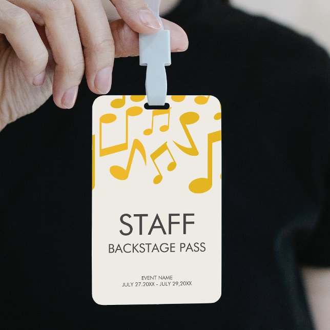 Crachá Passe de Bastidores de Evento de Música com Equipe (Music Concert Backstage Pass Event Staff Badge)
