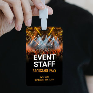 Crachá Passe de Bastidores de Evento Musical Equipe de Ev