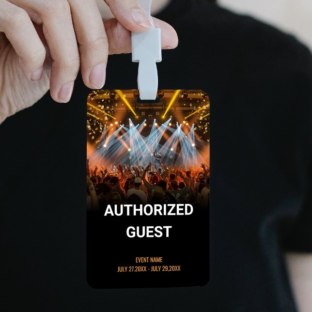 Crachá Passe de convidado para evento de música (Music Event Guest Pass Event Badge)