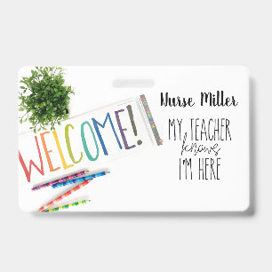 Crachá Passe de Corredor de Enfermeira Escolar; Crachá, A