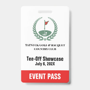 Crachá Passe de Evento Especial de Clube de Golfe