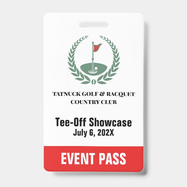 Crachá Passe de Evento Especial de Clube de Golfe (Frente)
