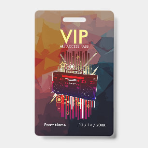 Crachá Passe de Evento VIP Colorido Personalizado Com Mod