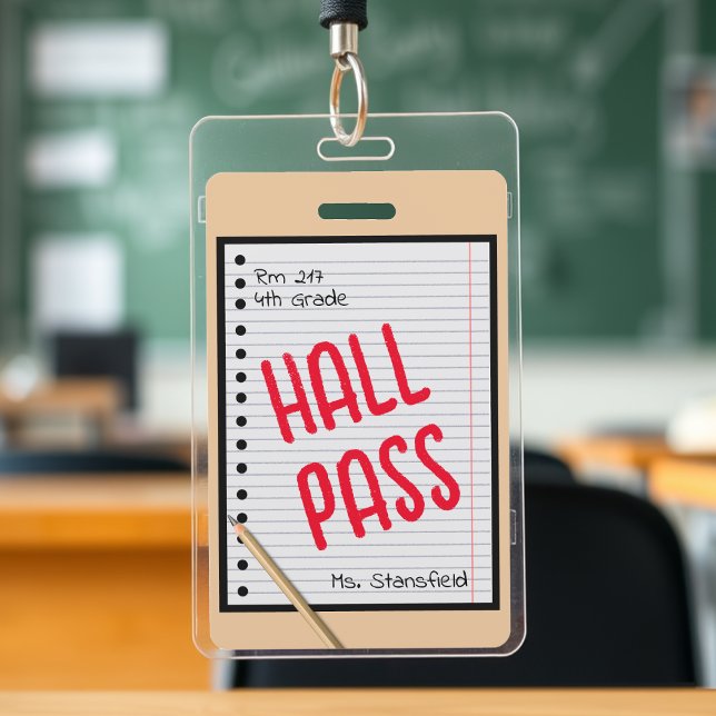 Crachá Passe de sala de aula banheiro corredor Professor  (Teacher Student Paper Classroom Bathroom Hall Pass Badge
)
