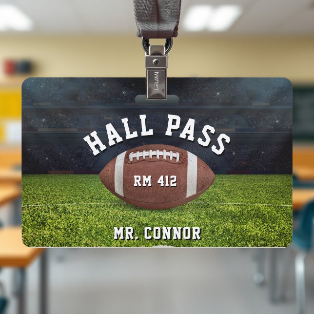 Crachá Passe de Sala de Aula de Educação Física Futebol A (American Football Gym Teacher Student Hall Pass Badge
)