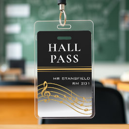 Crachá Passe de Sala de Aula de Professores de Música