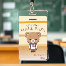Crachá Passe de Sala de Aula de Professores do Urso de Te
