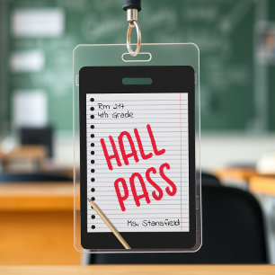 Crachá Passe de sala de aula para estudante professor pap
