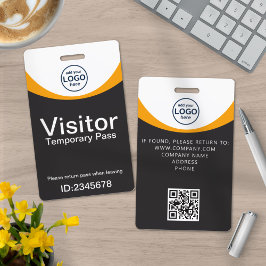 Crachá Passe de Visitante Corporativo Cinza Amarelo ID Có