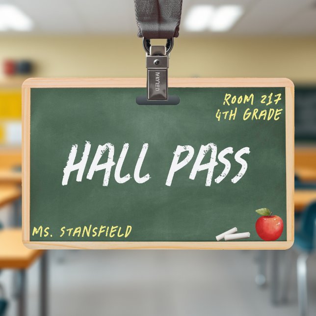 Crachá Passe Escolar para Banheiro Sala de Aula Quadro Ne (Teacher Student Bathroom Hall Pass Chalkboard Badge
)