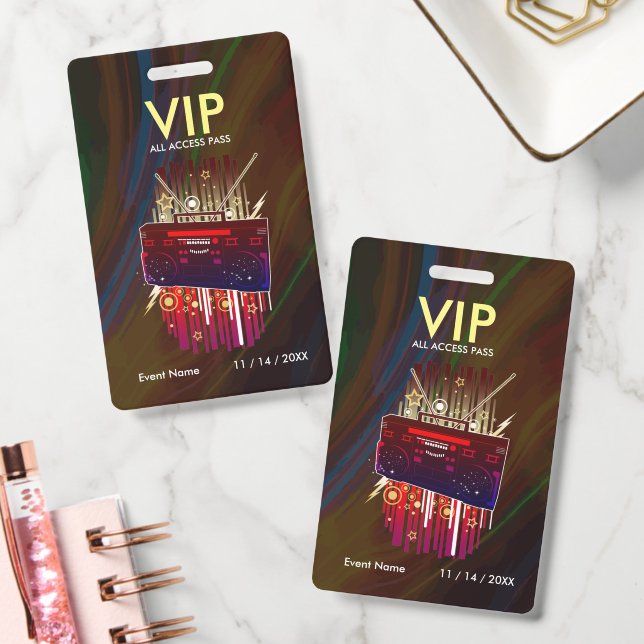 Crachá Passe VIP de Acesso a Evento com Luz Neon Personal (Escritório)