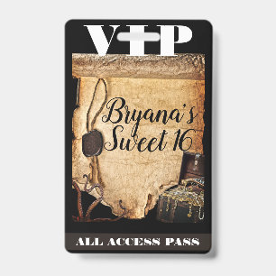 Crachá Passe VIP de Aniversário do Pergaminho Pirata Anti