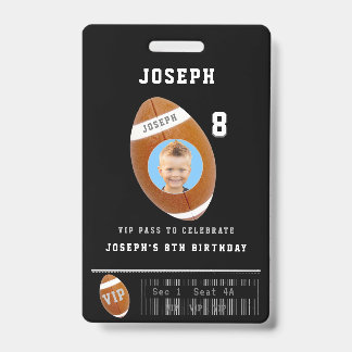 Crachá Passe VIP de Futebol Foto Personalizada Aniversári