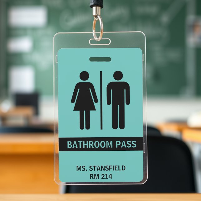 Crachá Passo de Banheira do Quarto de Repouso da Escola E (Teacher Student School Restroom Bathroom Pass Badge
)