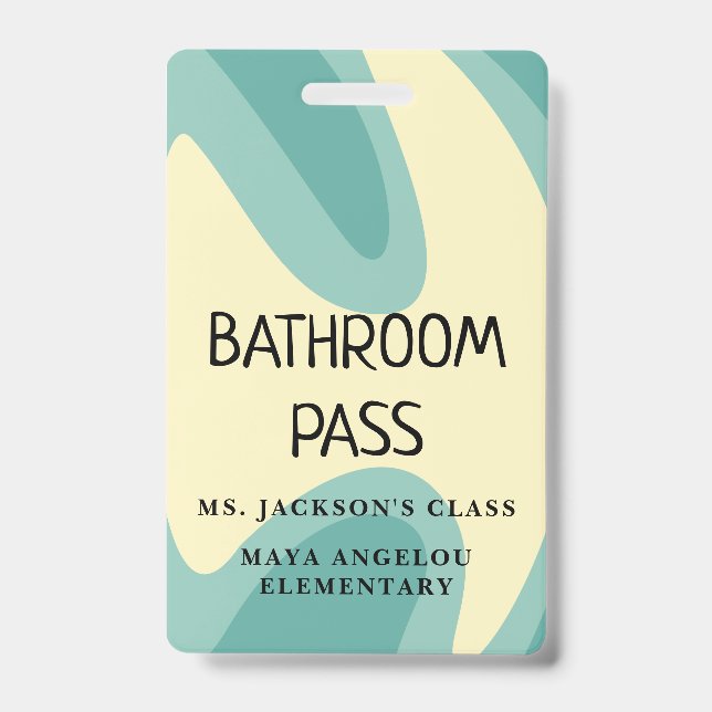 Crachá Pastel Retro Back To School Bathroom Hall Pass (Frente)