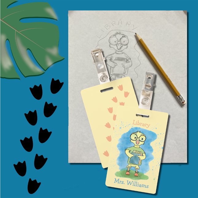 Crachá Pato Bonito com Prato Amarelo de Livro (Criador carregado)