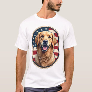 Crachá Patriótico do Golden Retriever Camiseta Vin