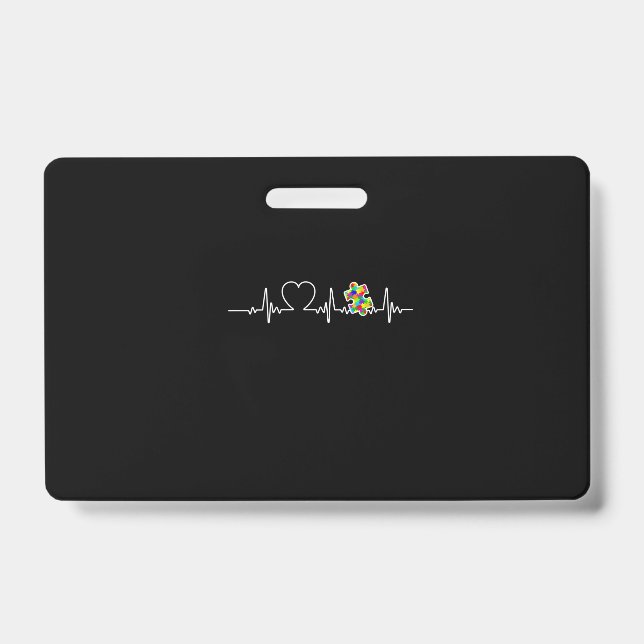 Crachá Peça de Quebra-Cabeça do Coração Batimento Cardíac (Frente)