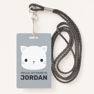 Crachá Pequeno Gato Bonito com Nome Personalizado