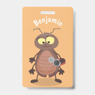 Crachá Personagem de desenho animado de barata engraçado