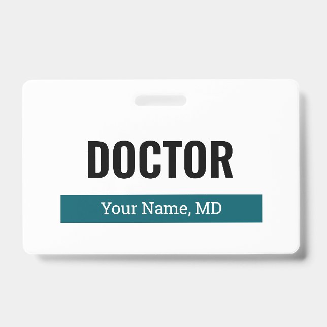 Crachá personalizado com clipe para médico MD (Frente)