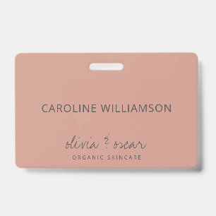 Crachá Personalizado com Rosa Dusty de Script Manuscrito