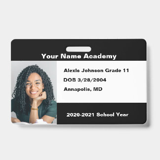 Crachá Personalizado de Ensino em Casa DIY Preto