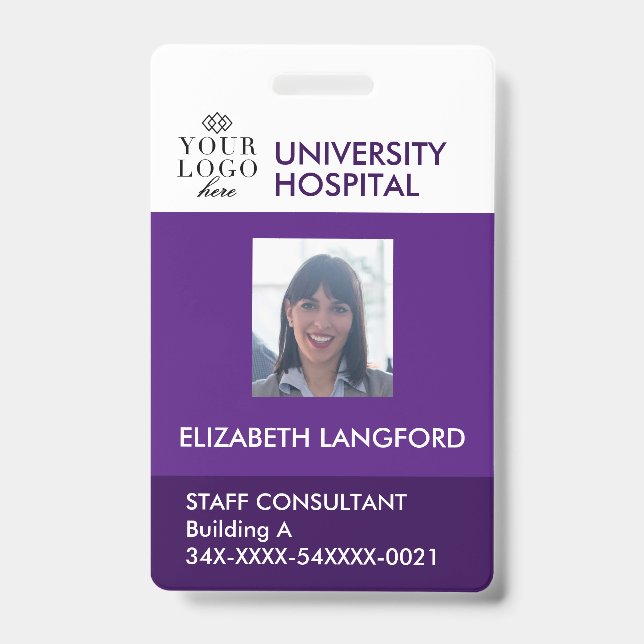 Crachá Personalizado de Funcionário | Foto, Logoti (Frente)