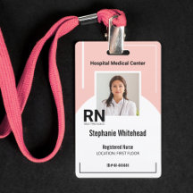 Crachá Personalizado de Identificação Médica Rosa