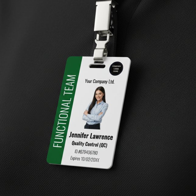 Crachá Personalizado de Identificação para Funcion (Custom Corporate Employee ID Badge | Personalized Photo Business Name Tag with Logo)