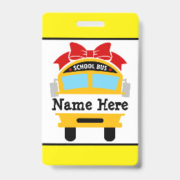Crachá Personalizado de Nome de Ônibus Escolar par
