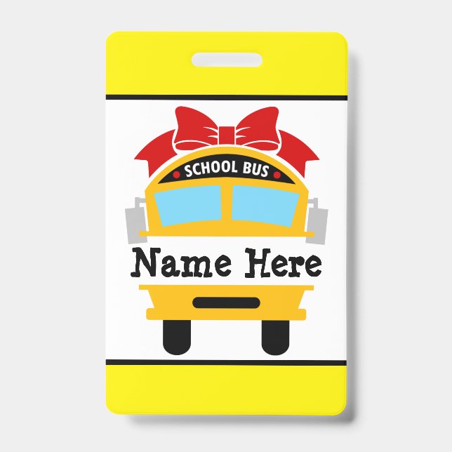 Crachá Personalizado de Nome de Ônibus Escolar par (Frente)