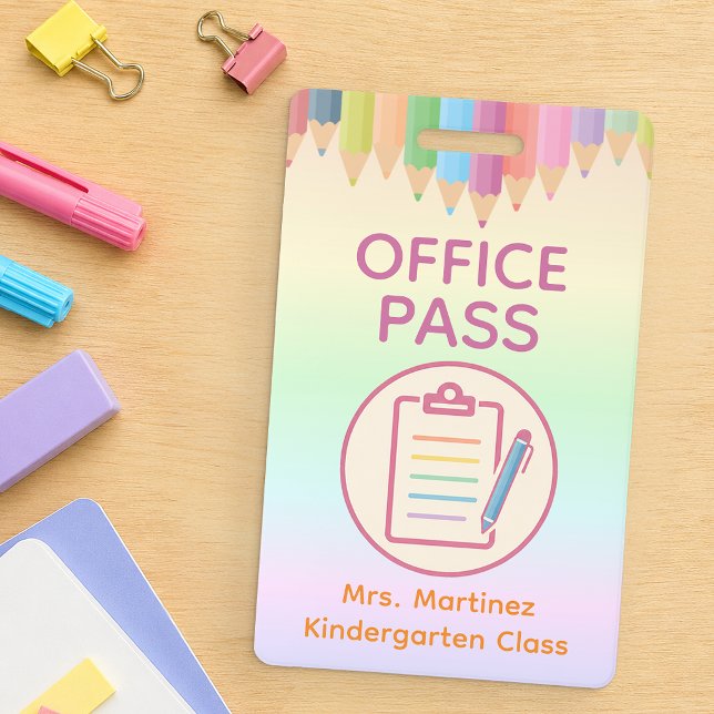 Crachá Personalizado de Passagem de Escritório par (School Office Pass)