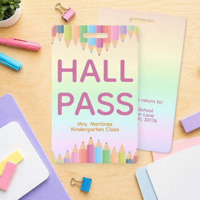 Crachá Personalizado de Passagem pelo Corredor par (School Hall PASS)