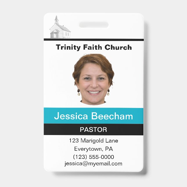 Crachá Personalizado de Pastora Feminina (Frente)