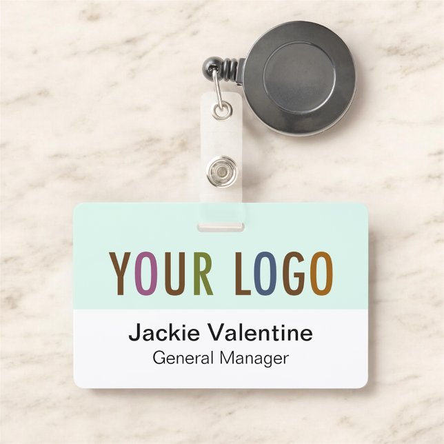 Crachá Personalizado de Plástico Rígido com Suport (MISOOK Horizontal Name Badge with Logo)