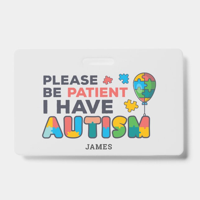 Crachá Personalizado Eu Tenho ID de Autismo (Frente)