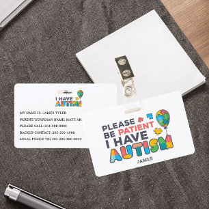 Crachá Personalizado Eu Tenho ID de Autismo