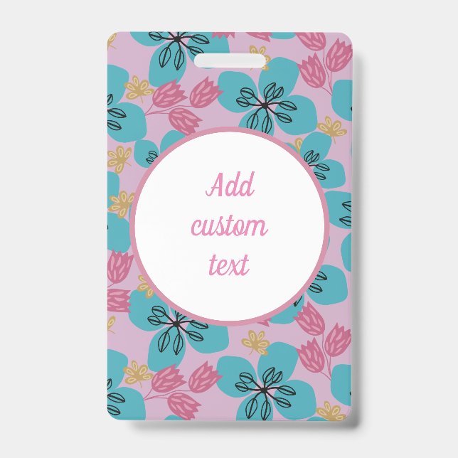 Crachá Personalizado floral rosa nome mãe (Frente)