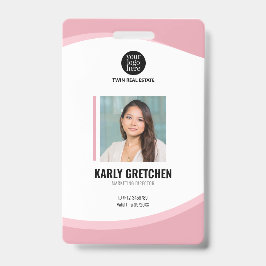 Crachá Personalizado Moderno Corporativo Rosa