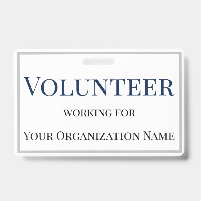 Crachá Personalizado Nome Simples Texto Voluntário (Frente)