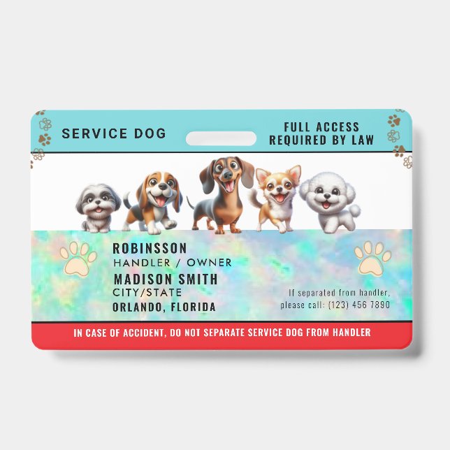 Crachá Personalizado para Cão de Serviço (Frente)