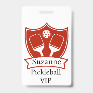 Crachá Personalizado Pickleball Vermelho VIP