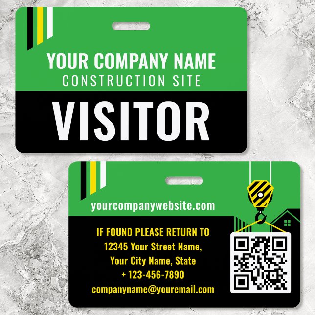 Crachá Personalizado Verde de ID de Visor de Const (Criador carregado)