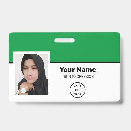 Crachá Personalizado Verde Foto do Funcionário-Código de 