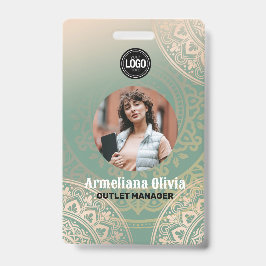 Crachá Personalizar logotipo de empresa | Ioga Verde Eleg