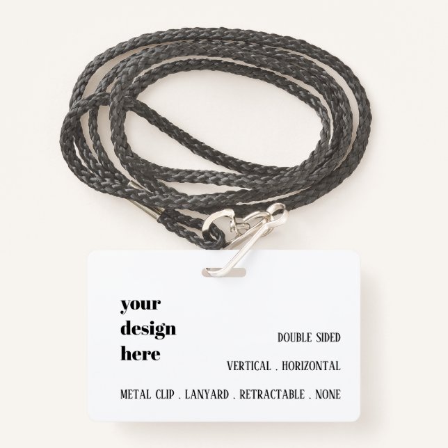 Crachá Personalizar ou personalizar (Frente com cordão)