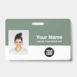 Crachá Personalizar Sage Verde Nome do logotipo do funcio